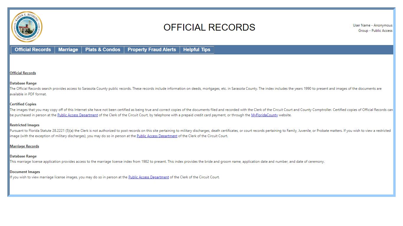 Official Records - Sarasota Clerk